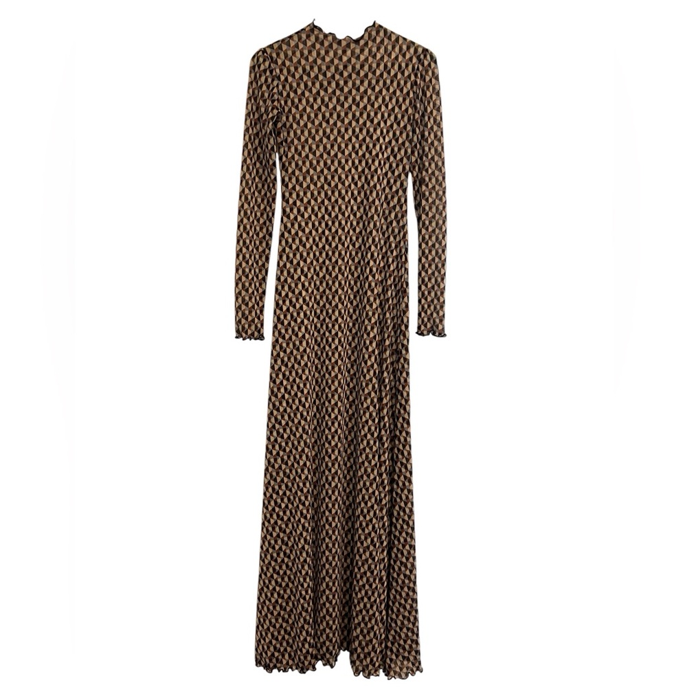 RESA Lyon Dress Long Sleeve Geo-Print Maxi Dress - XS